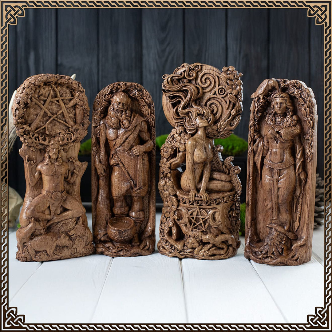Wooden Pagan Gods Deity Statues for Pagan Altars
