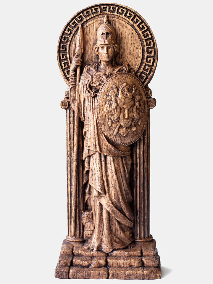 Greek Goddess Athena | Wooden statue for home altar