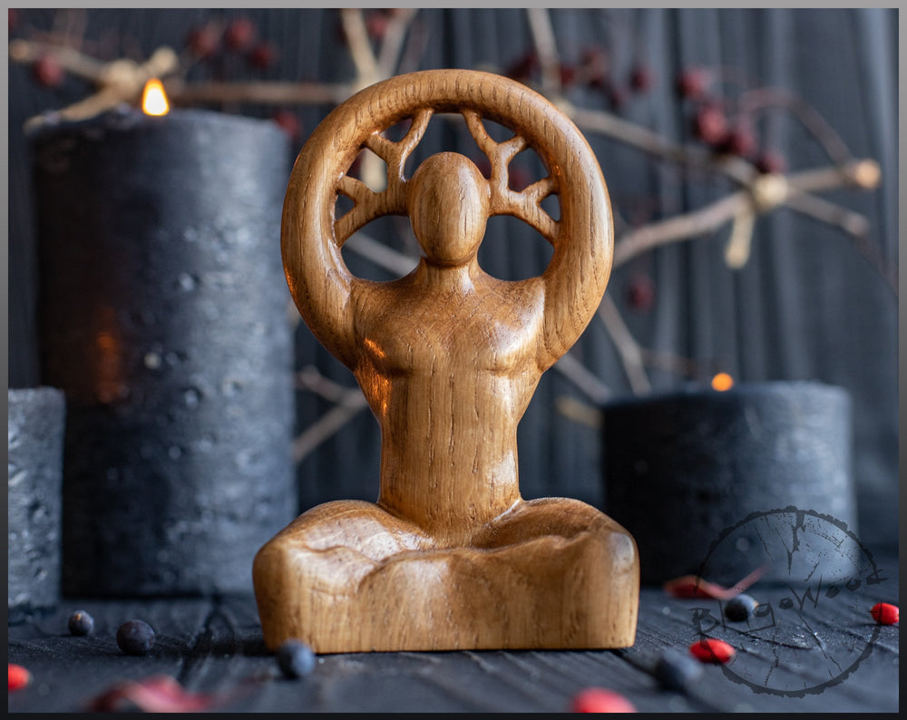 Cernunnos, Celtic God, Wooden statue, for Pagan Altar kit