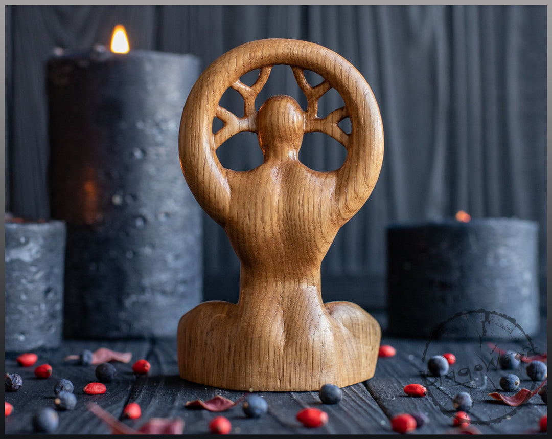 Cernunnos, Celtic God, Wooden statue, for Pagan Altar kit