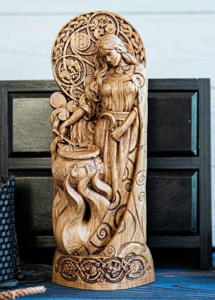 Ceridwen Figure - Celtic Goddess Brewing Potion with Transformation Cycle