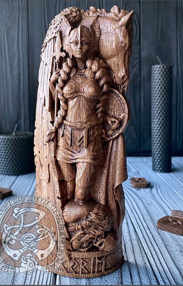 Valkyrie Statuette - Norse Warrior Maiden with Winged Horse