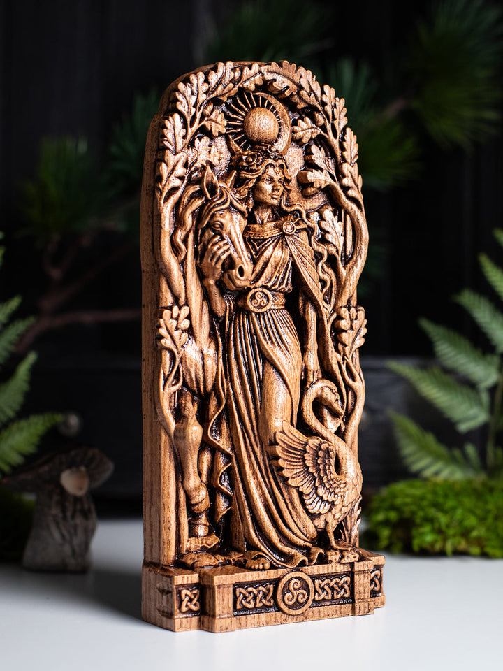 Aine Celtic Goddess Wooden Statue