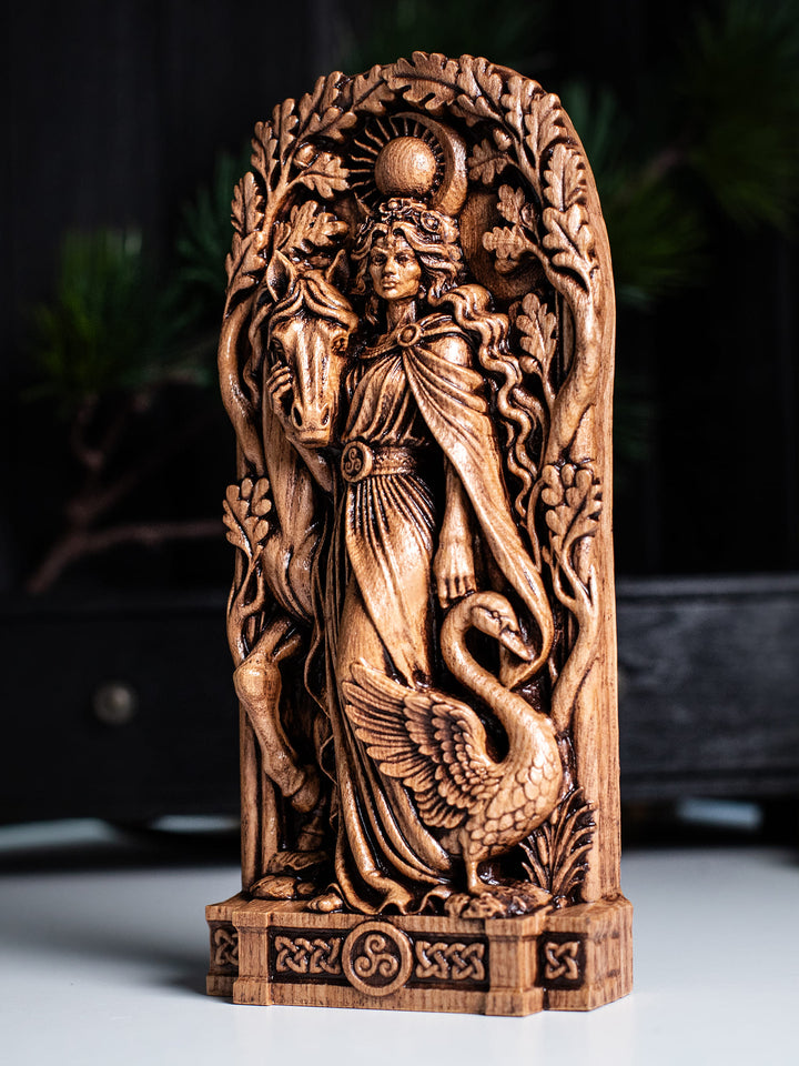 Aine Celtic Goddess Wooden Statue