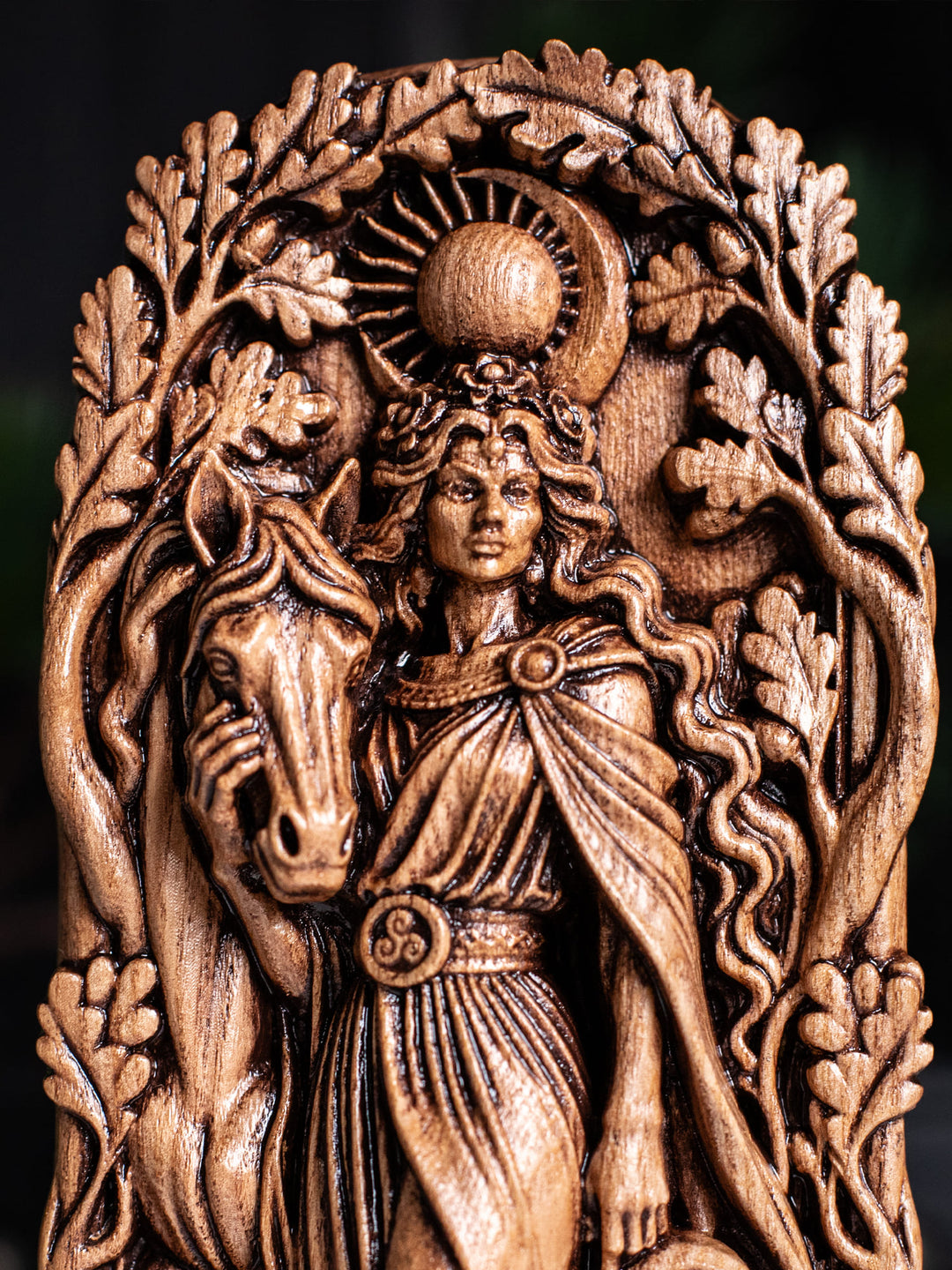Aine Celtic Goddess Wooden Statue