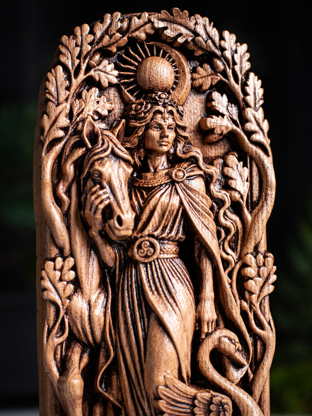 Aine Celtic Goddess Wooden Statue