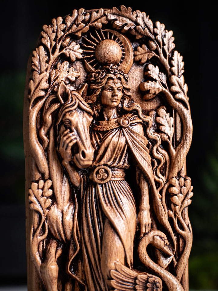 Aine Celtic Goddess Wooden Statue