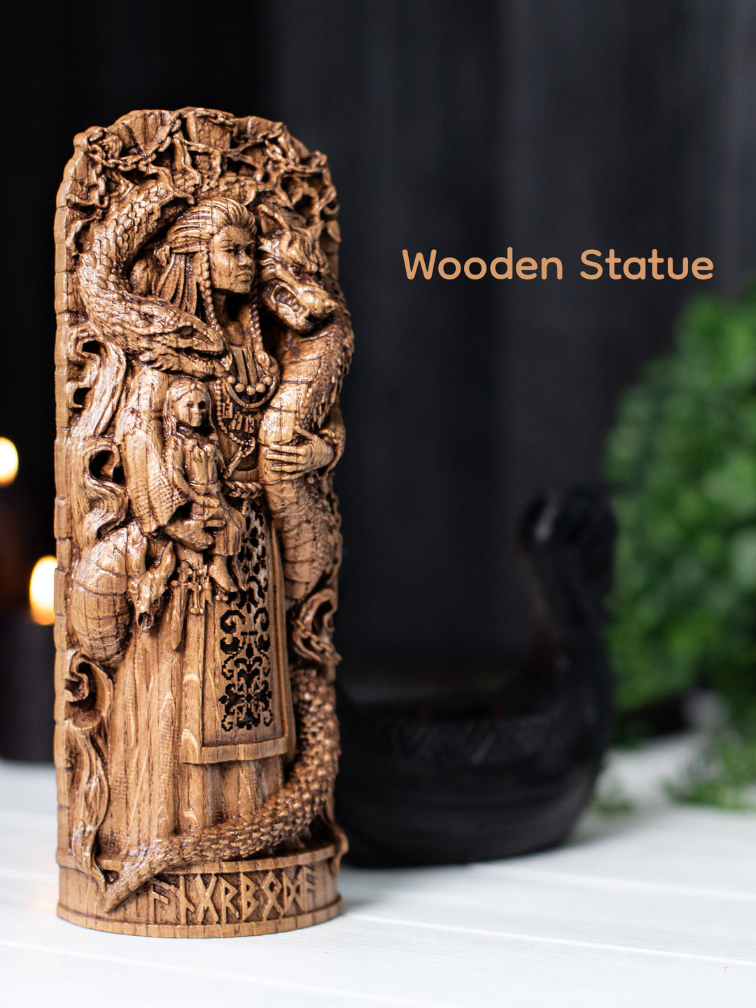 Angrboda Statue - Norse Giantess with her kids Hel, Fenrir and Jormungandr
