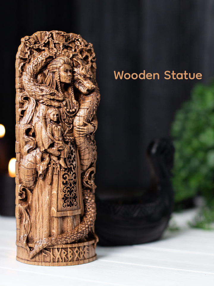 Angrboda Statue - Norse Giantess with her kids Hel, Fenrir and Jormungandr