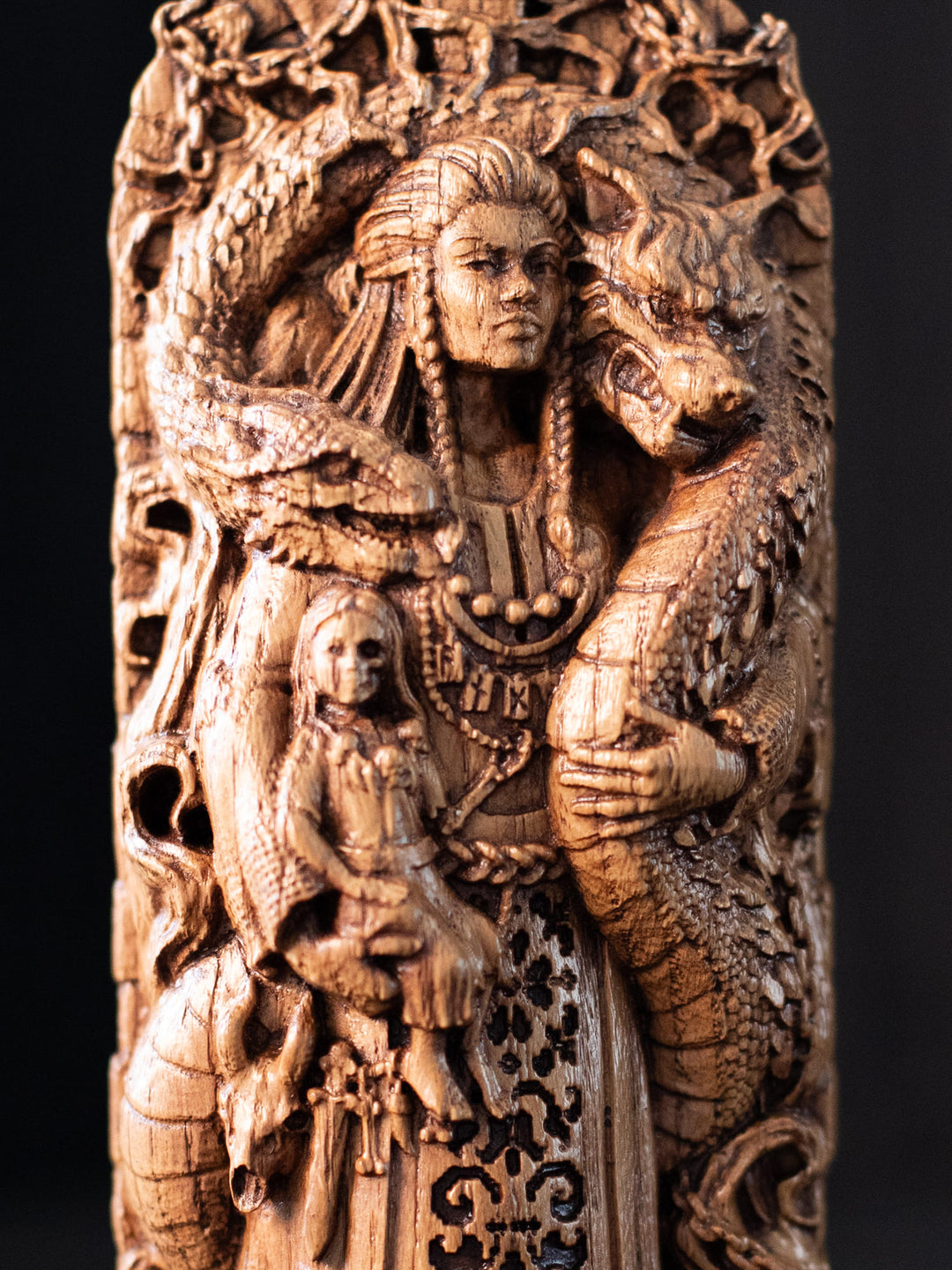 Angrboda Statue - Norse Giantess with her kids Hel, Fenrir and Jormungandr