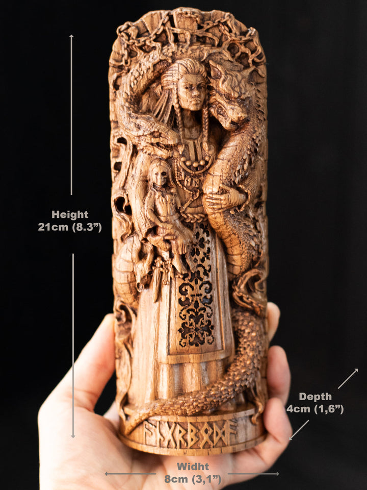 Angrboda Statue - Norse Giantess with her kids Hel, Fenrir and Jormungandr