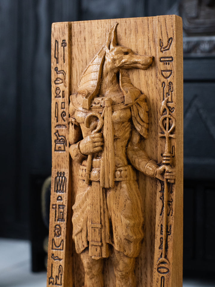 Egyptian God Anubis, Wooden statue, for Pagan Altar kit