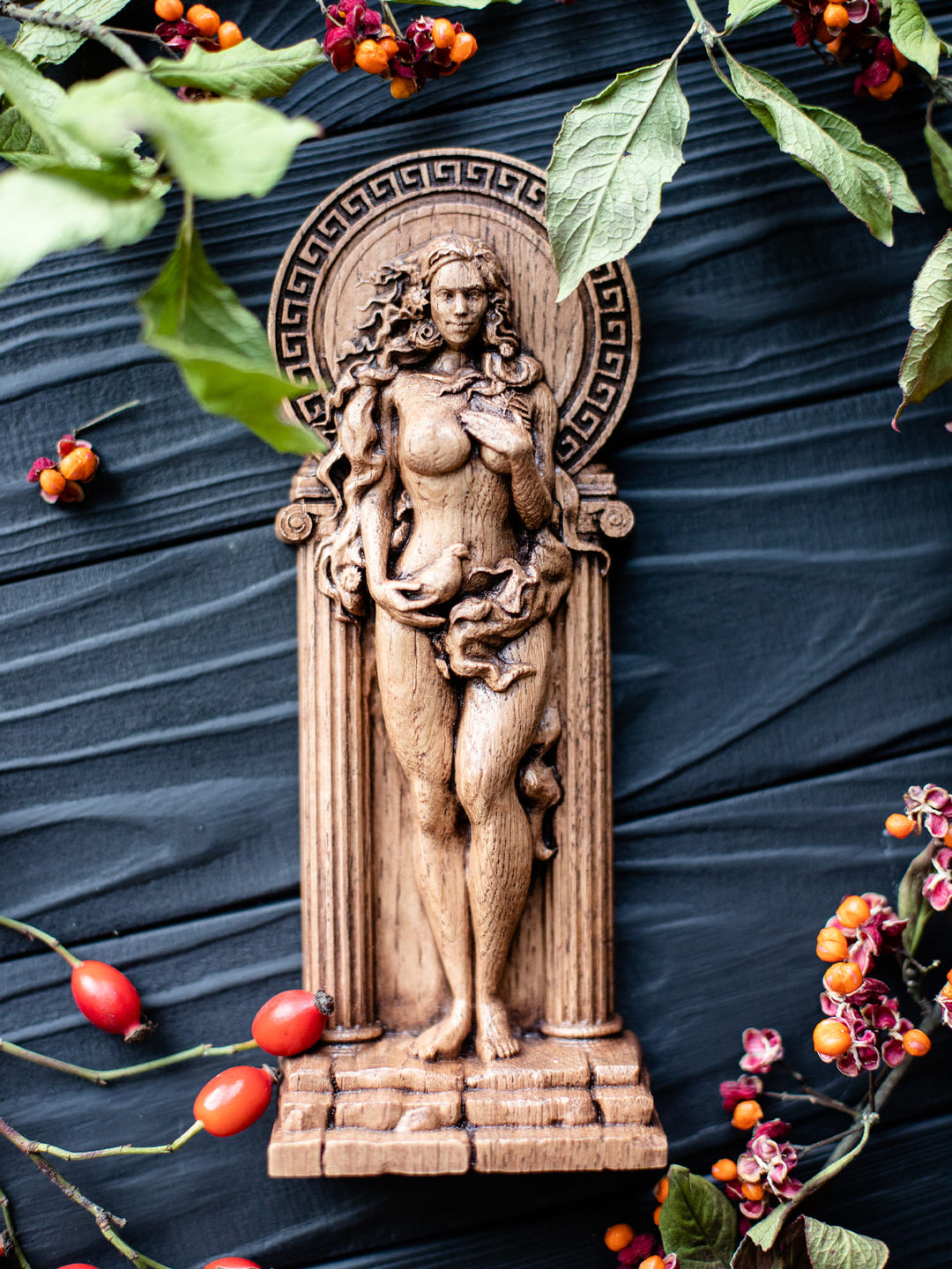 Greek Goddess Aphrodite: Handcrafted Wooden Figurine