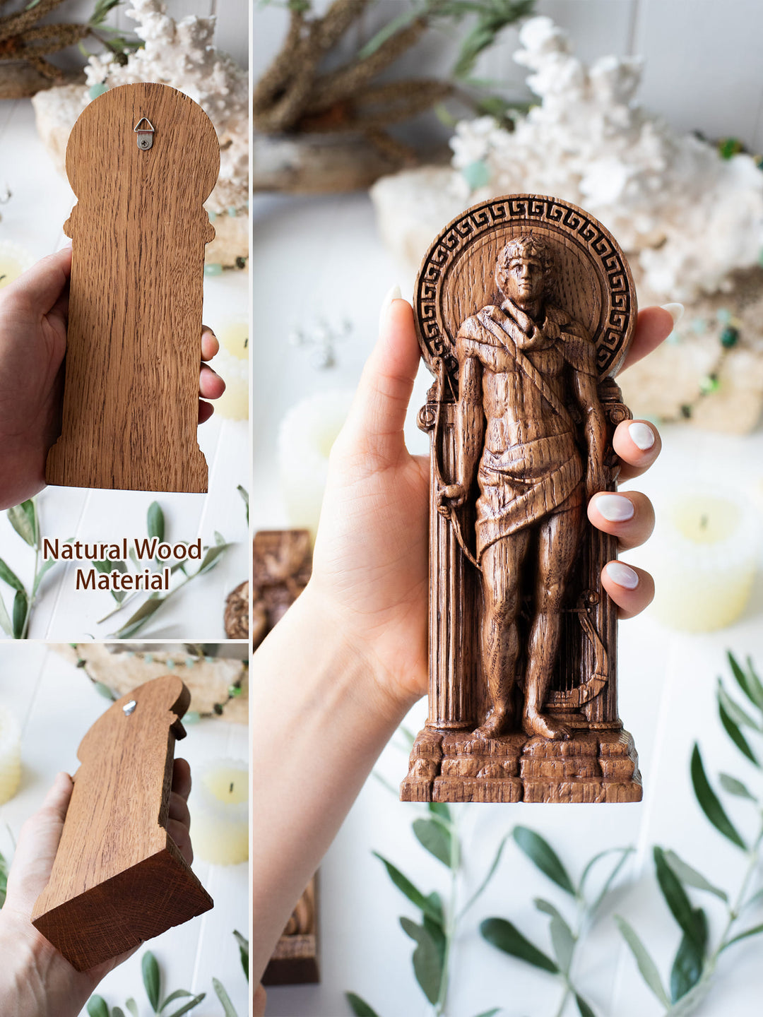 Apollo, Greek God, Wooden statue, for Pagan Altar kit