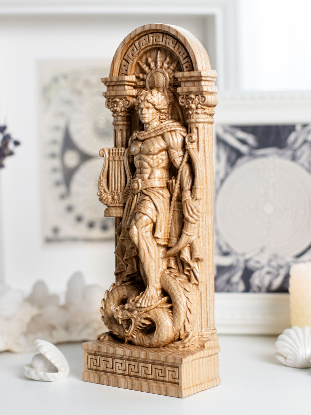 Apollo Statue Greek Sun God – Wooden Wall Hanging Sculpture