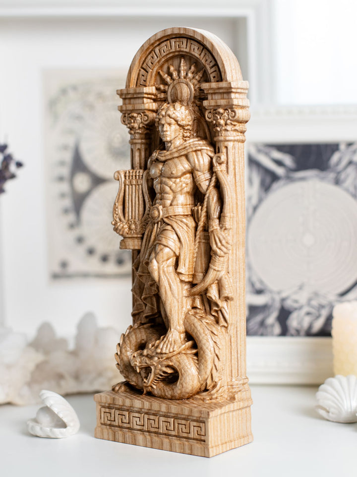 Apollo Statue Greek Sun God – Wooden Wall Hanging Sculpture