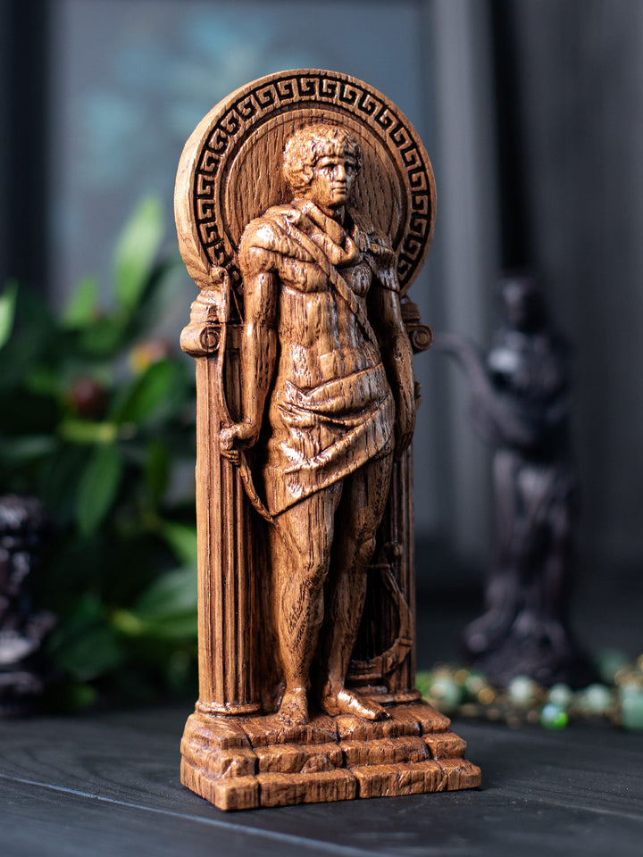 Apollo, Greek God, Wooden statue, for Pagan Altar kit