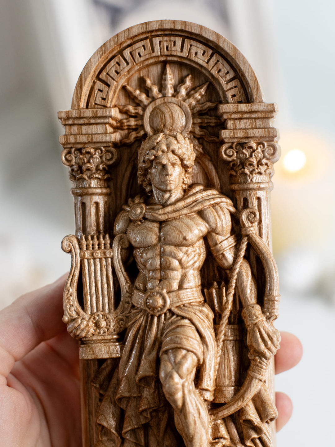 Apollo Statue Greek Sun God – Wooden Wall Hanging Sculpture