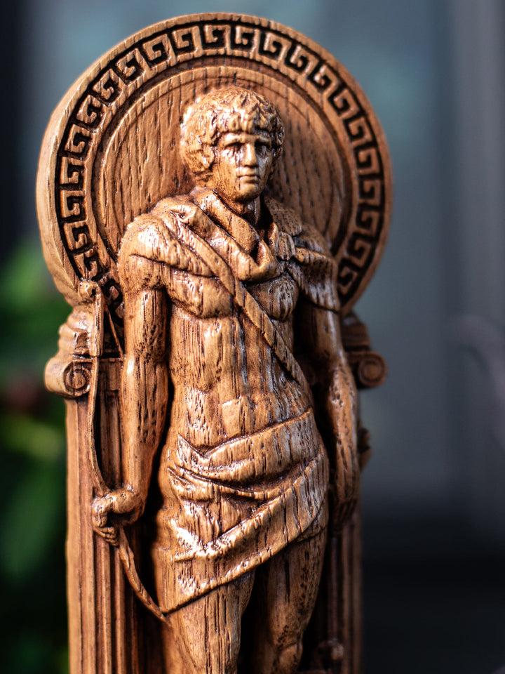 Apollo, Greek God, Wooden statue, for Pagan Altar kit