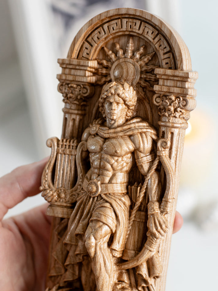 Apollo Statue Greek Sun God – Wooden Wall Hanging Sculpture