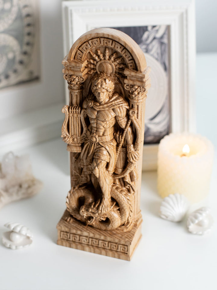 Apollo Statue Greek Sun God – Wooden Wall Hanging Sculpture