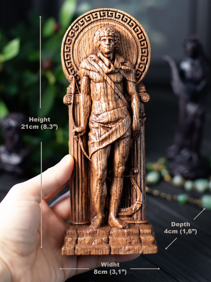 Apollo, Greek God, Wooden statue, for Pagan Altar kit