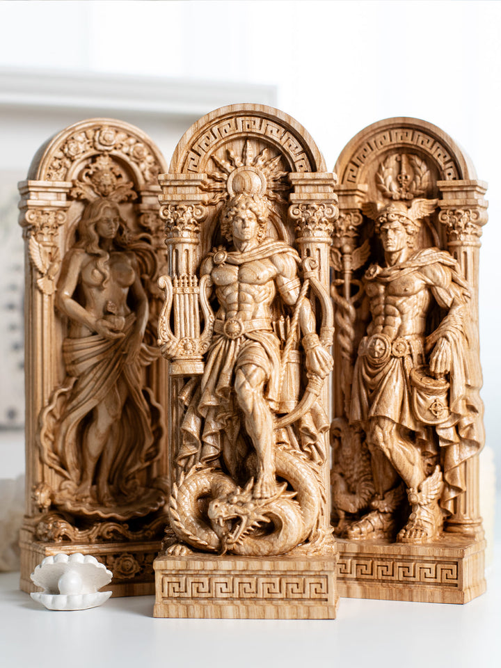 Apollo Statue Greek Sun God – Wooden Wall Hanging Sculpture