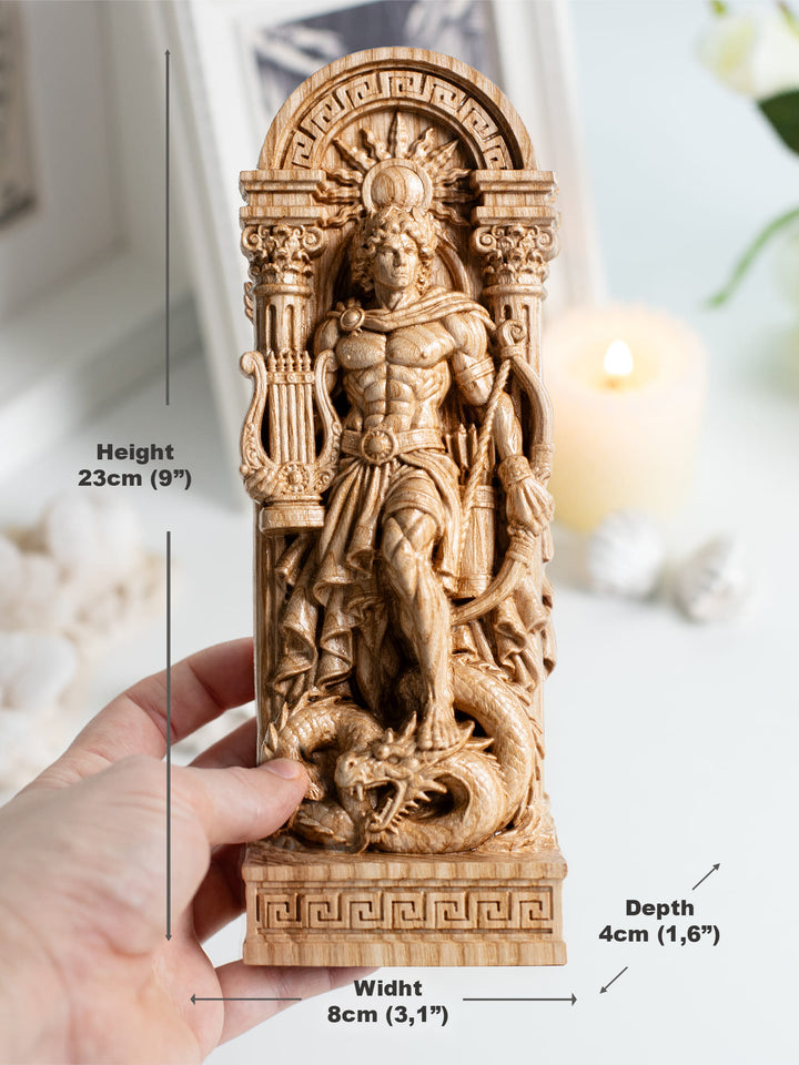 Apollo Statue Greek Sun God – Wooden Wall Hanging Sculpture