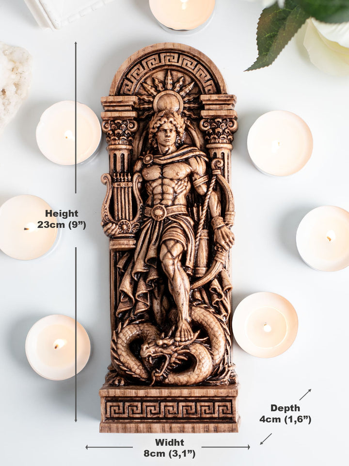 Apollo Statue Greek Sun God – Wooden Wall Hanging Sculpture