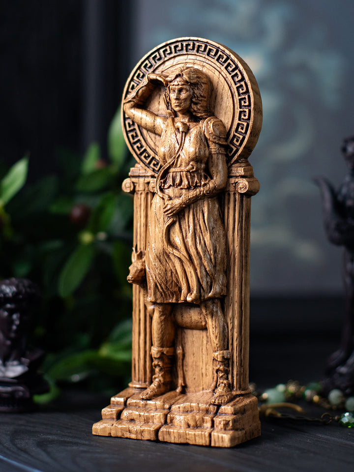 Greek Goddess Artemis | Wooden statue, for Pagan Altar kit