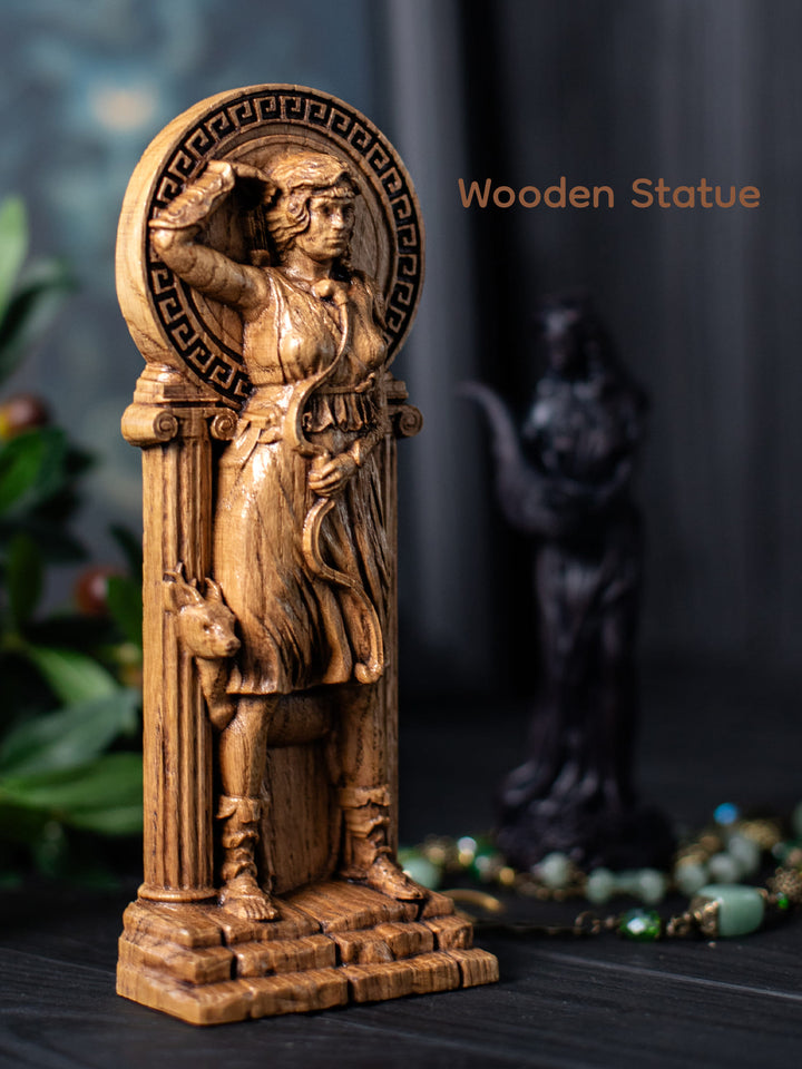 Greek Goddess Artemis | Wooden statue, for Pagan Altar kit