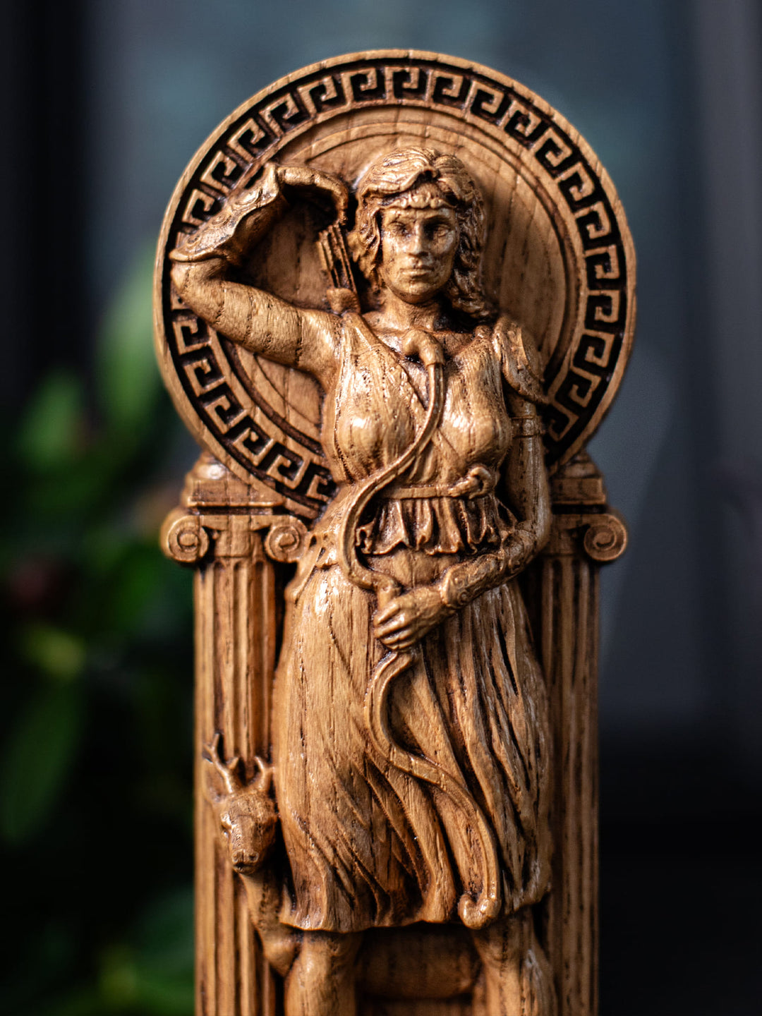 Greek Goddess Artemis | Wooden statue, for Pagan Altar kit