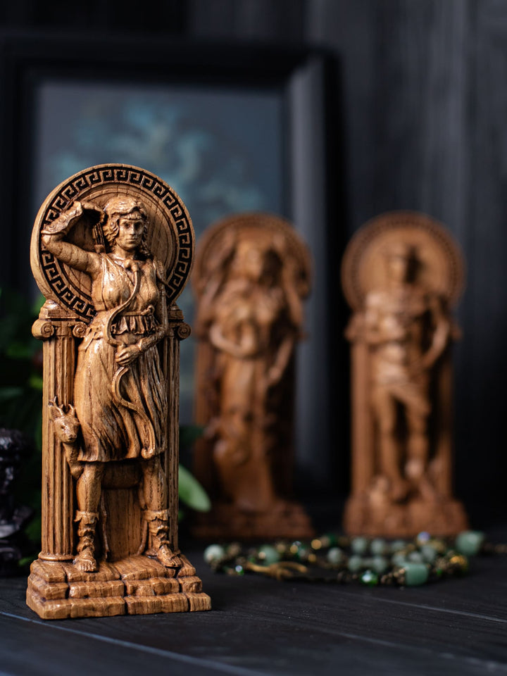 Greek Goddess Artemis | Wooden statue, for Pagan Altar kit