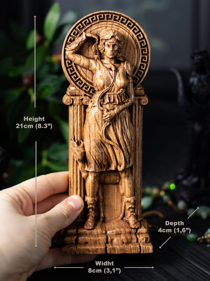 Greek Goddess Artemis | Wooden statue, for Pagan Altar kit