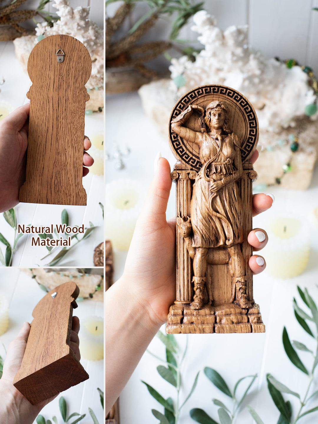 Greek Goddess Artemis | Wooden statue, for Pagan Altar kit
