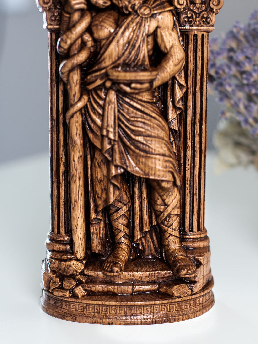 Asclepius - Wood Carving Greek God Statue