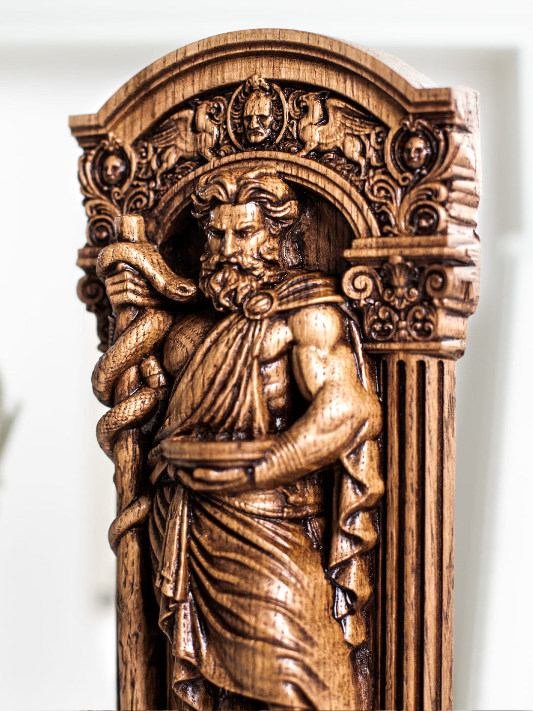 Asclepius - Wood Carving Greek God Statue