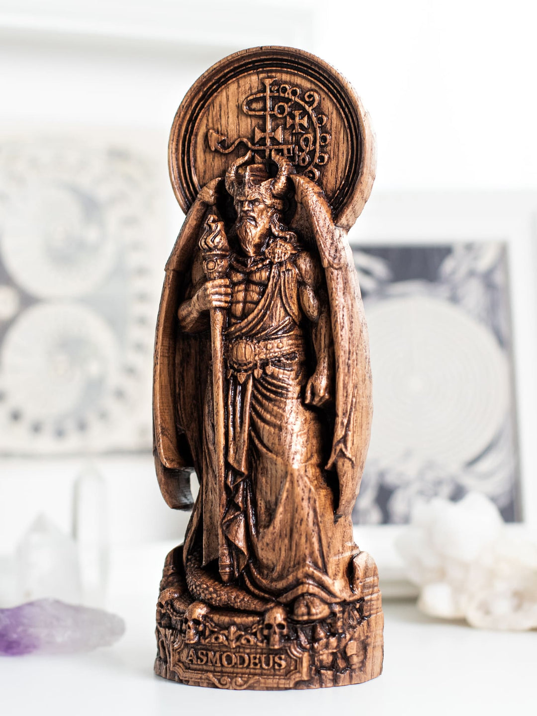 Asmodeus Demon King Wooden Statue