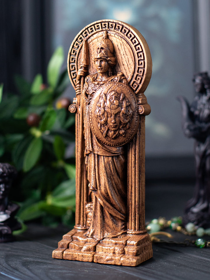 Greek Goddess Athena | Wooden statue for home altar