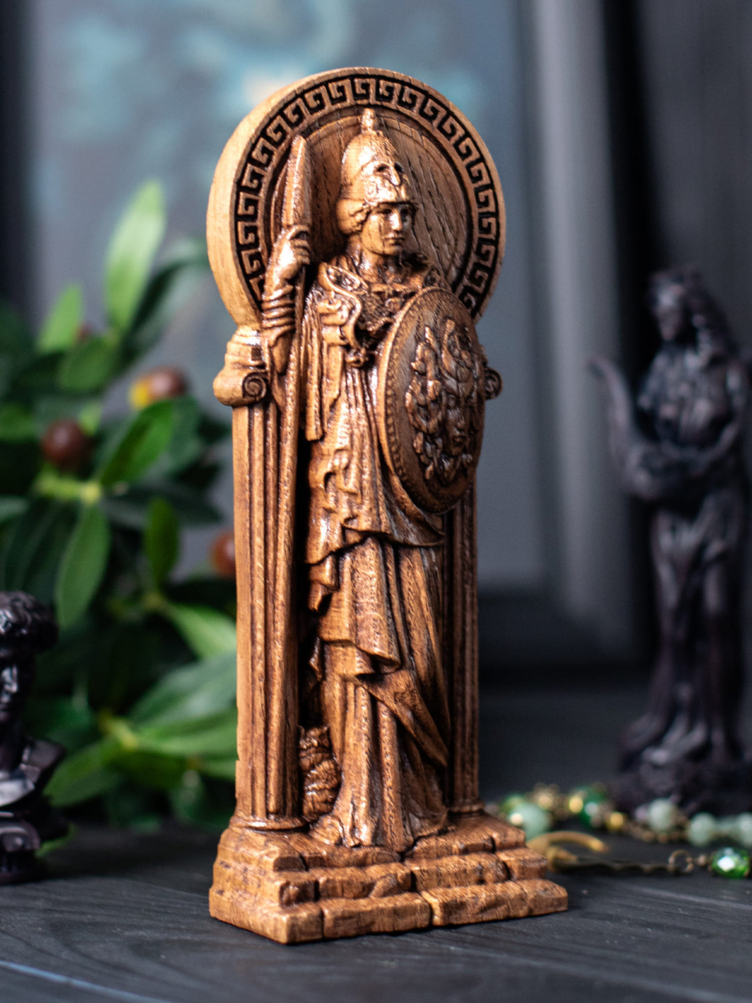 Greek Goddess Athena | Wooden statue for home altar