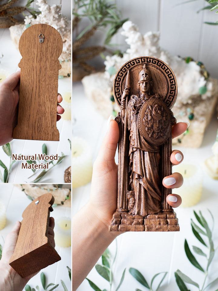 Greek Goddess Athena | Wooden statue for home altar