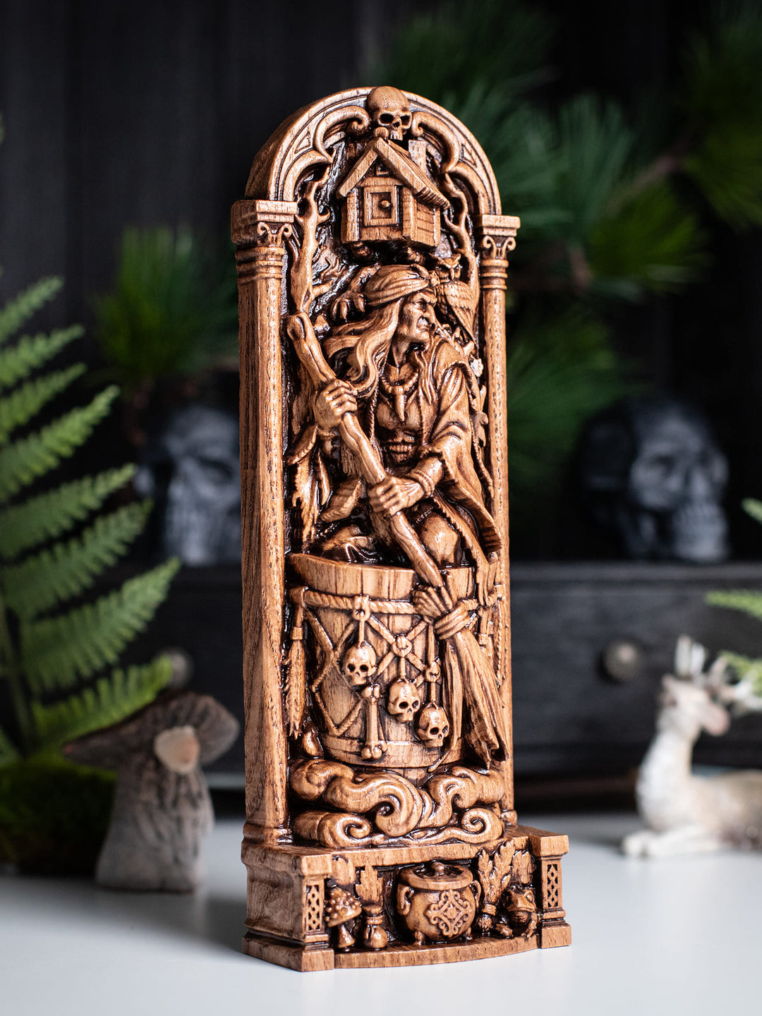 Baba Yaga Wooden Statue