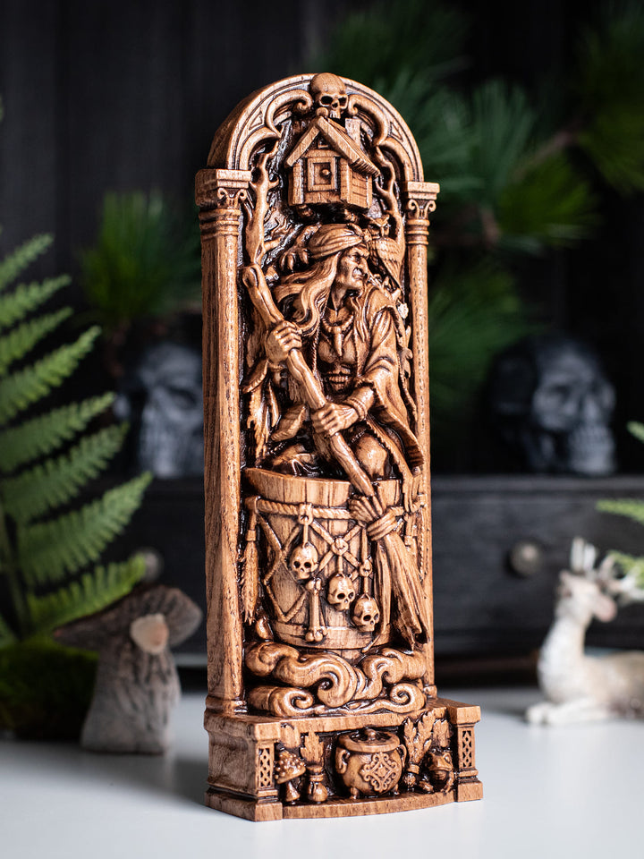 Baba Yaga Wooden Statue