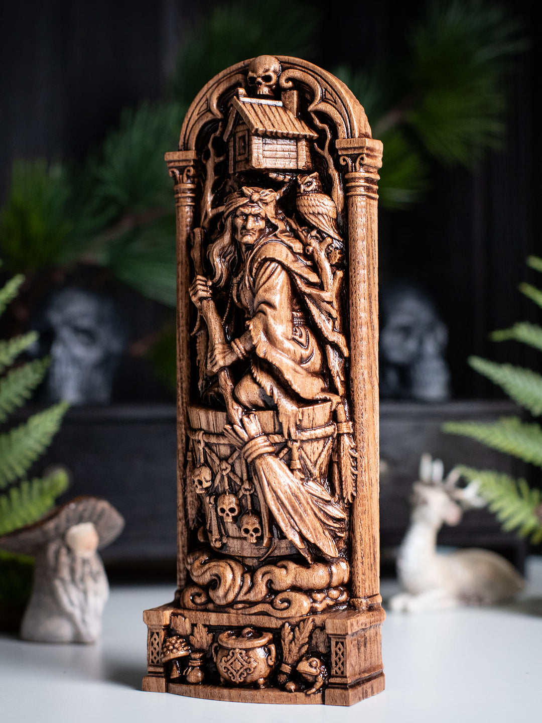 Baba Yaga Wooden Statue