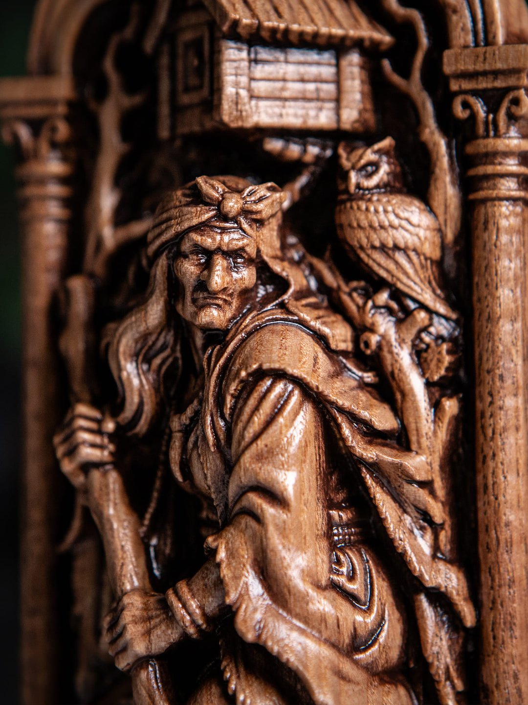 Baba Yaga Wooden Statue