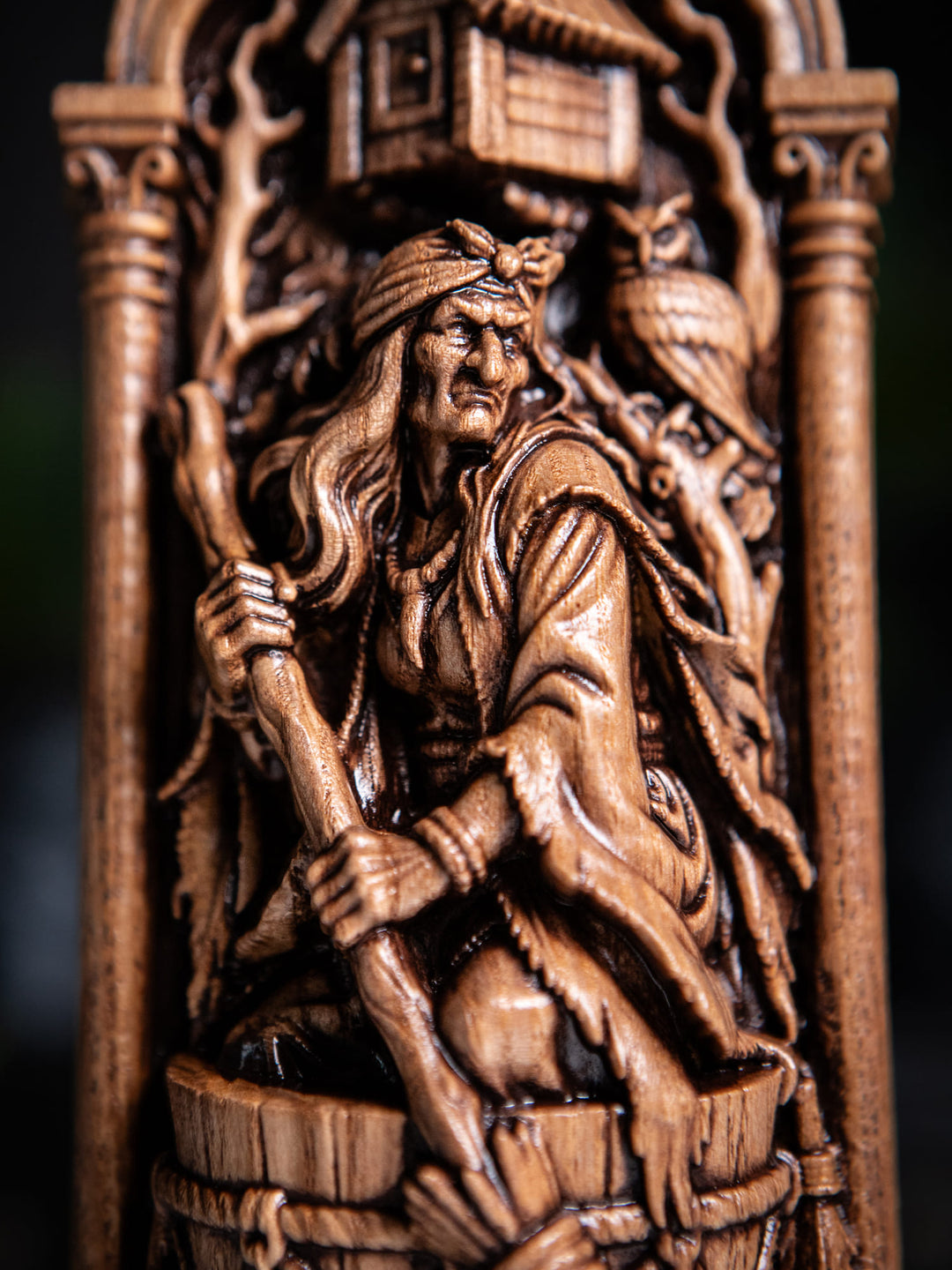 Baba Yaga Wooden Statue