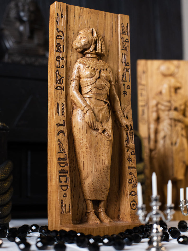 bastet goddess statue | Wooden statue for Bastet altar