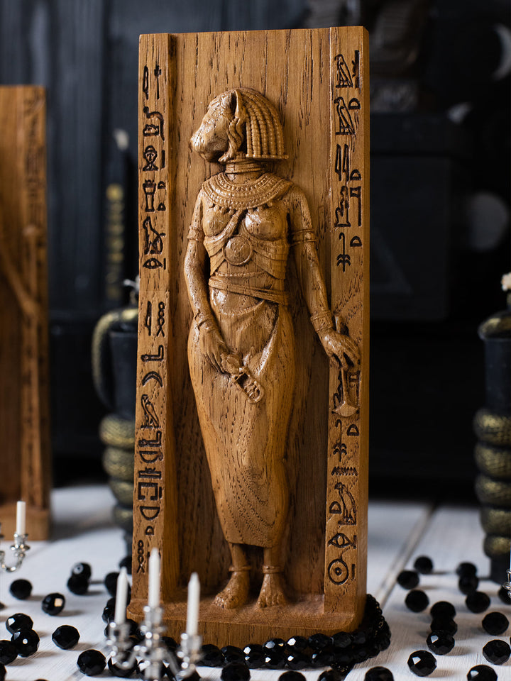 bastet goddess statue | Wooden statue for Bastet altar