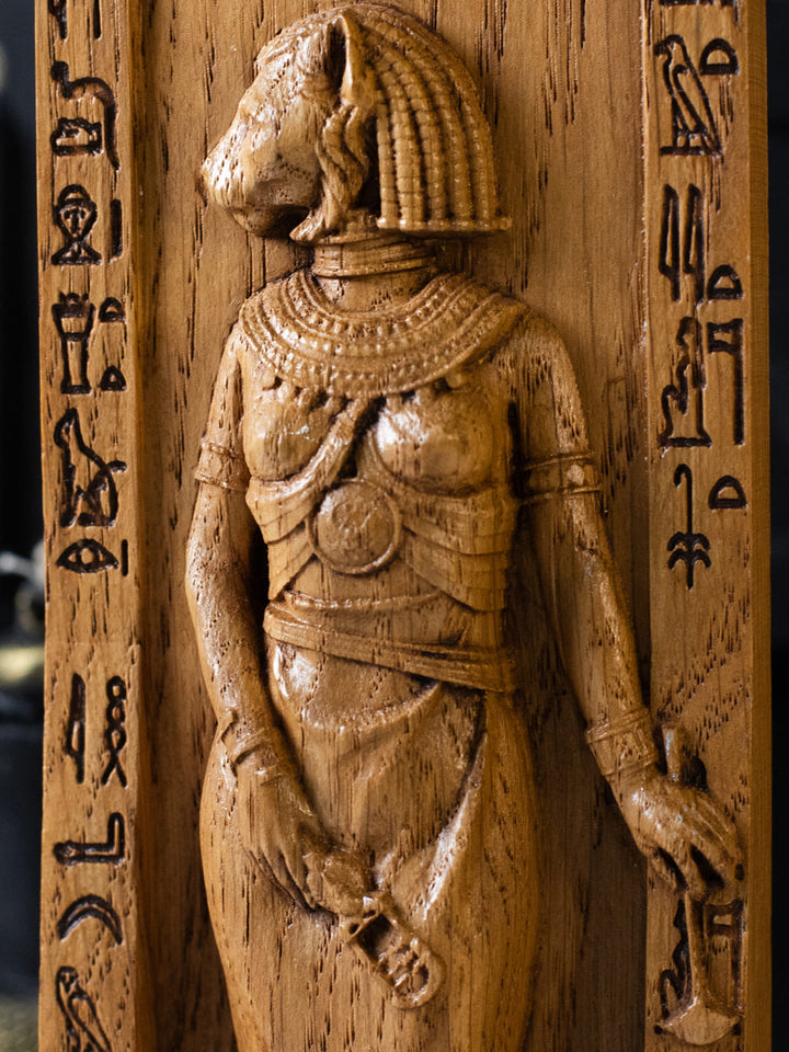 bastet goddess statue | Wooden statue for Bastet altar