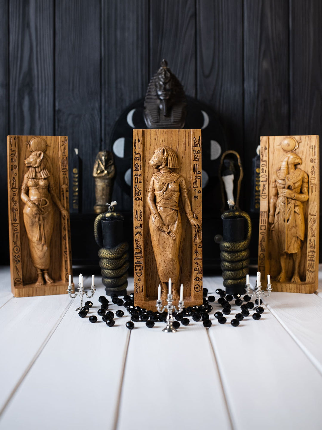 bastet goddess statue | Wooden statue for Bastet altar